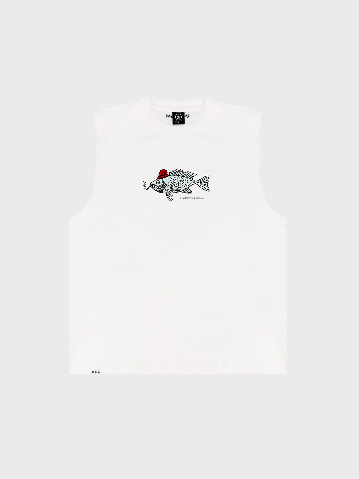 FISHING 그래픽 슬리브리스 티셔츠(화이트) VA212ST001