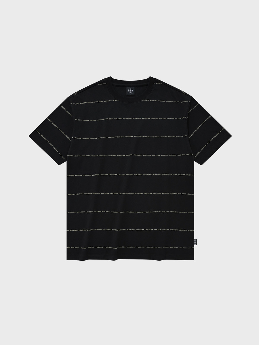 올오버 볼컴 오버핏 스트라이프 티셔츠(블랙)