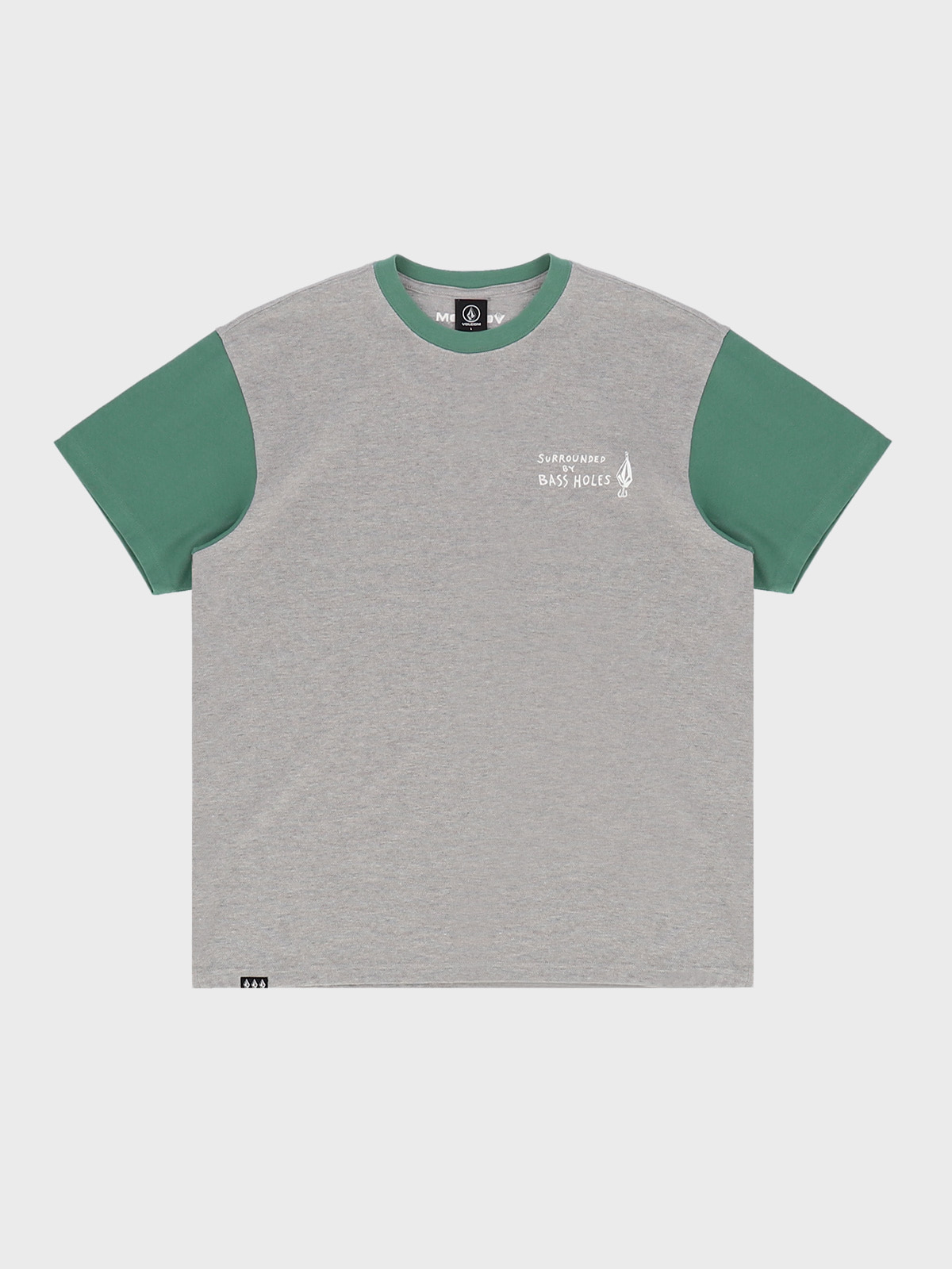 FISHING SLEEVE 배색 컴포트핏 티셔츠(멜란지그레이) VA212TS015