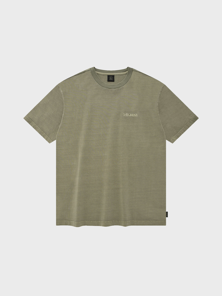 피그먼트 다잉 스톤로고 오버핏 티셔츠(라이트카키) VA222TS001