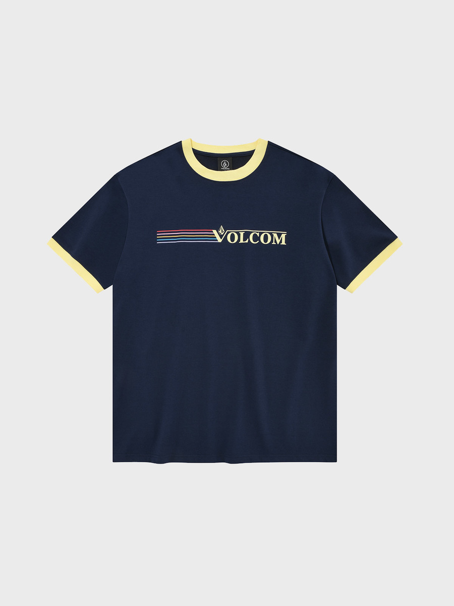 레인보우 배색 컴포트핏 티셔츠(네이비) VA222TS018