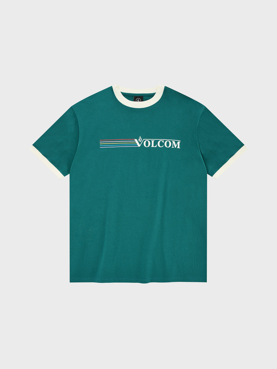 레인보우 배색 컴포트핏 티셔츠(그린) VA222TS018