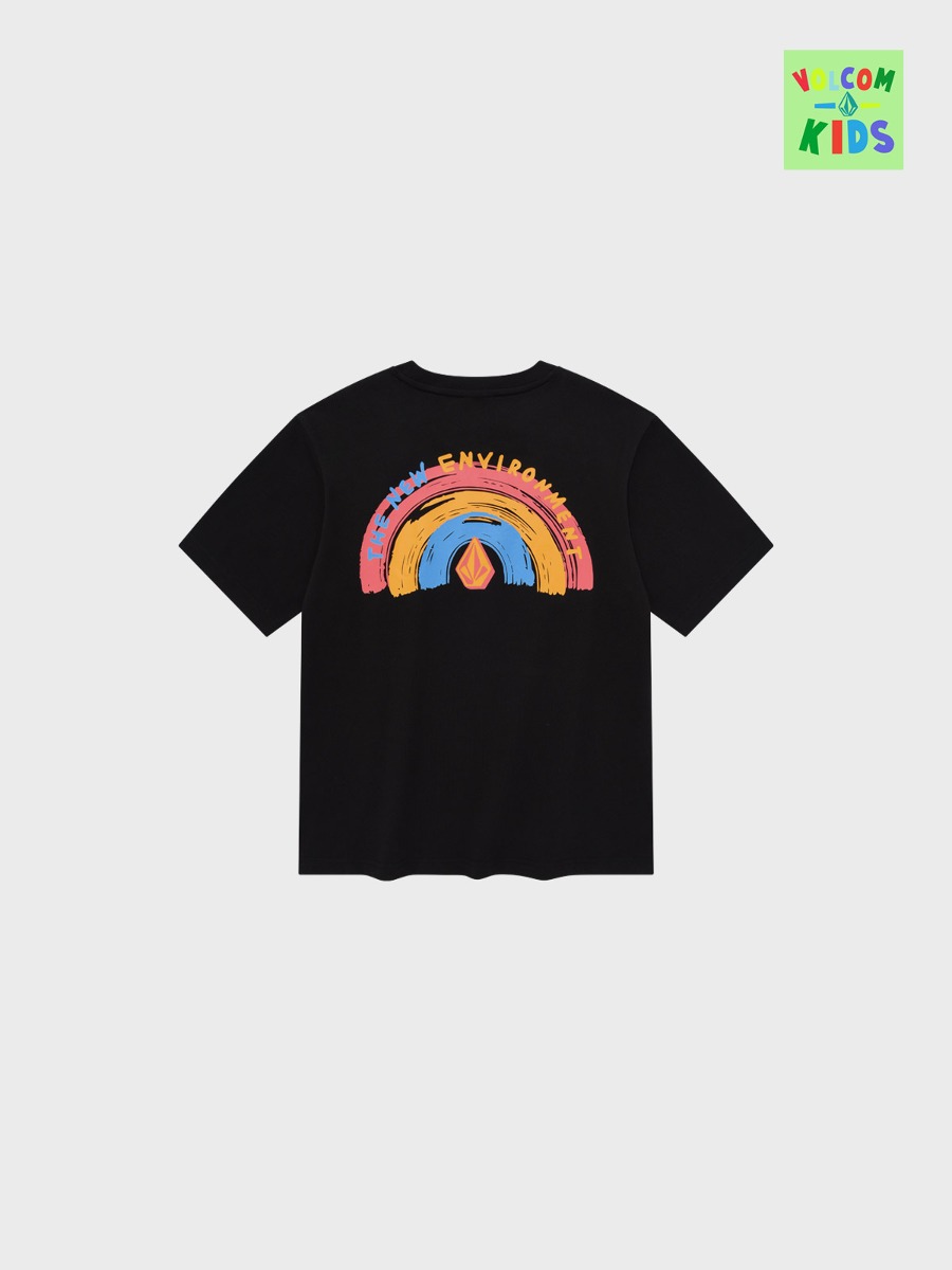 키즈 브러시 레인보우 반팔 티셔츠(블랙)