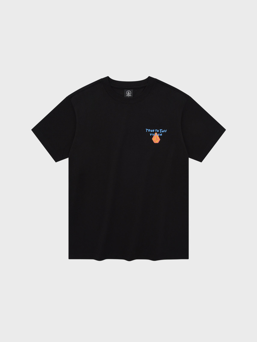 브러시 레인보우 컴포트핏 반팔 티셔츠(블랙)