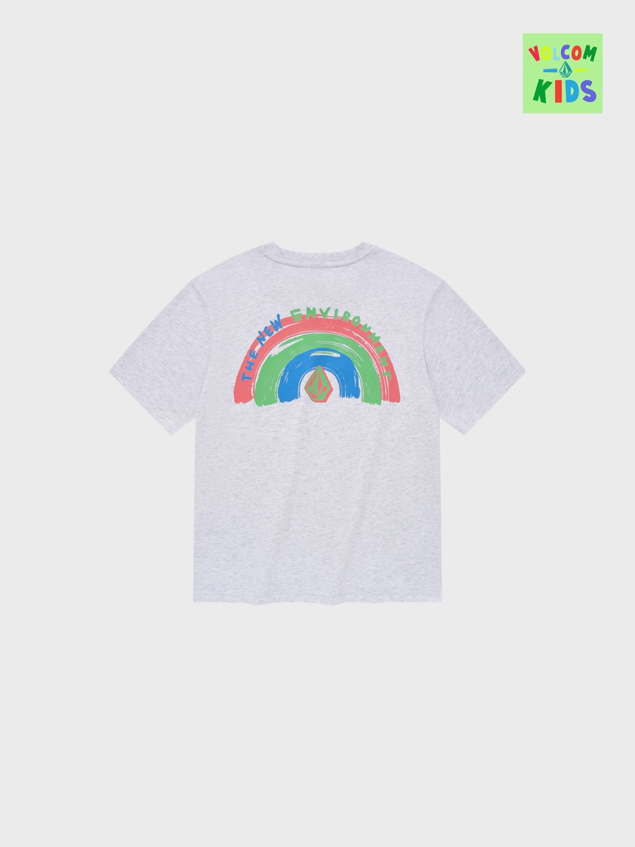 키즈 브러시 레인보우 반팔 티셔츠(멜란지 그레이)