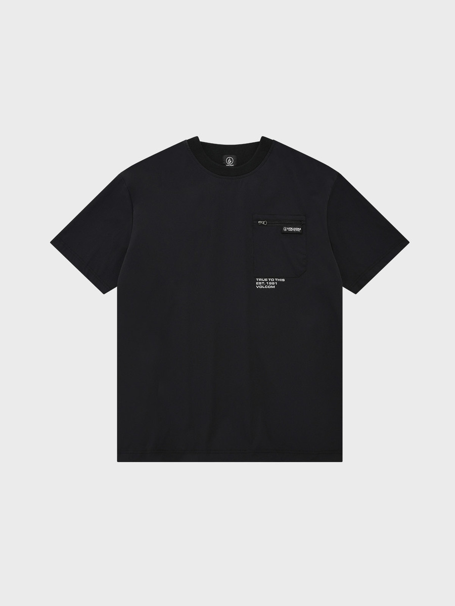 우븐탑 스판 포켓 오버핏 티셔츠(블랙)