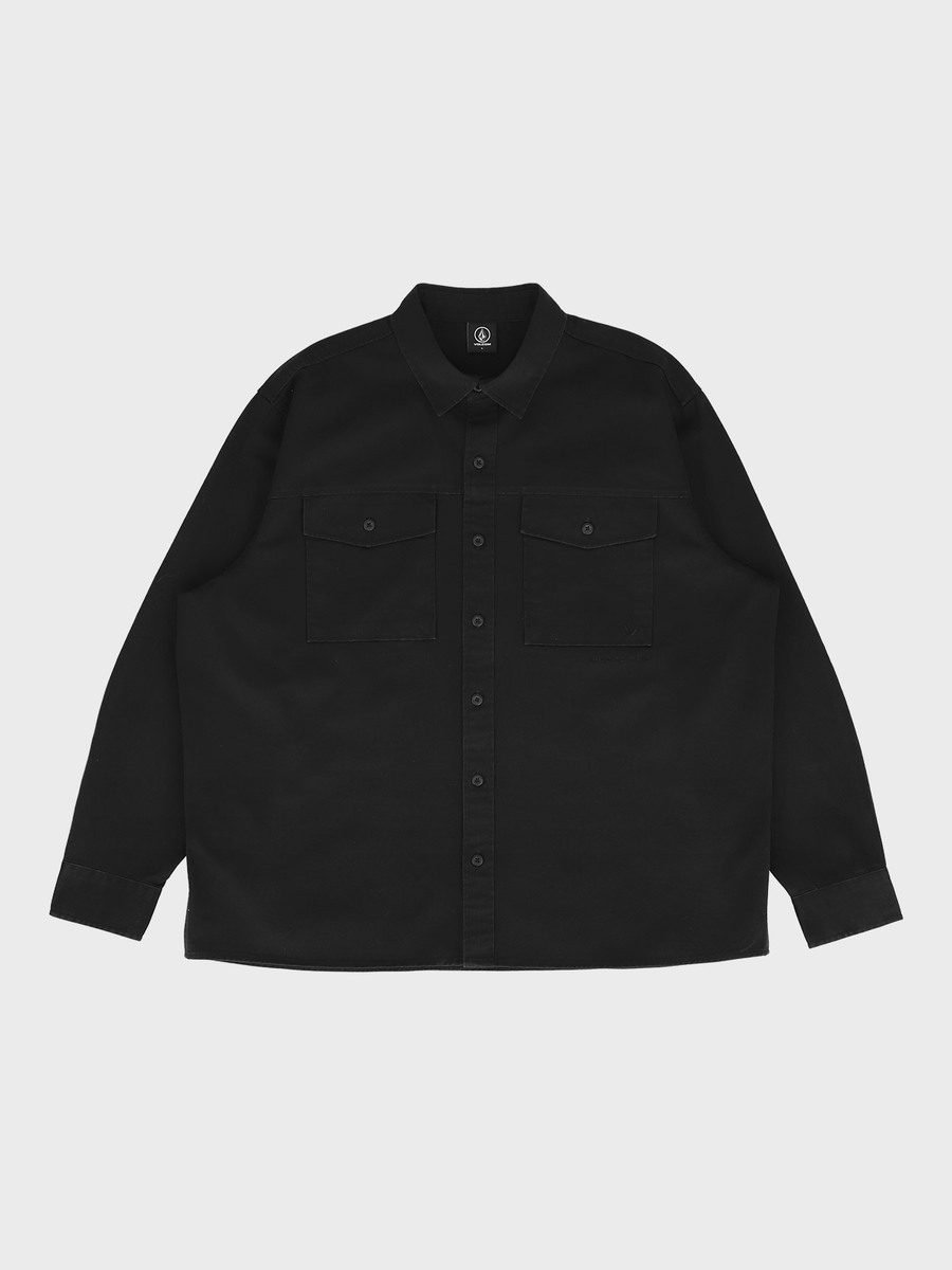 DYEING 포켓 오버핏 긴팔 셔츠(블랙) VA221SI001