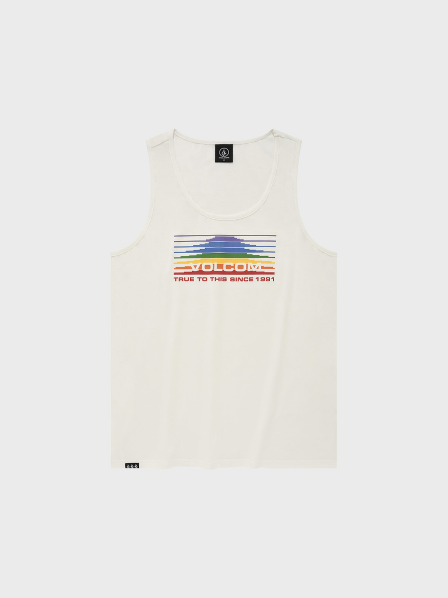 여성 레인보우 오버핏 민소매 티셔츠(화이트)